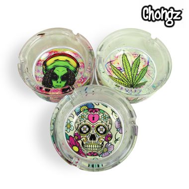 Chongz Glass Glow in the Dark Round Ashtray