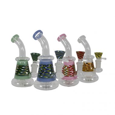 Basil Bush Stripey Glass Percolator Bong